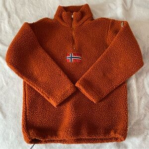 Napapijri geographic Sherpa fleece quarter zip pullover jacket